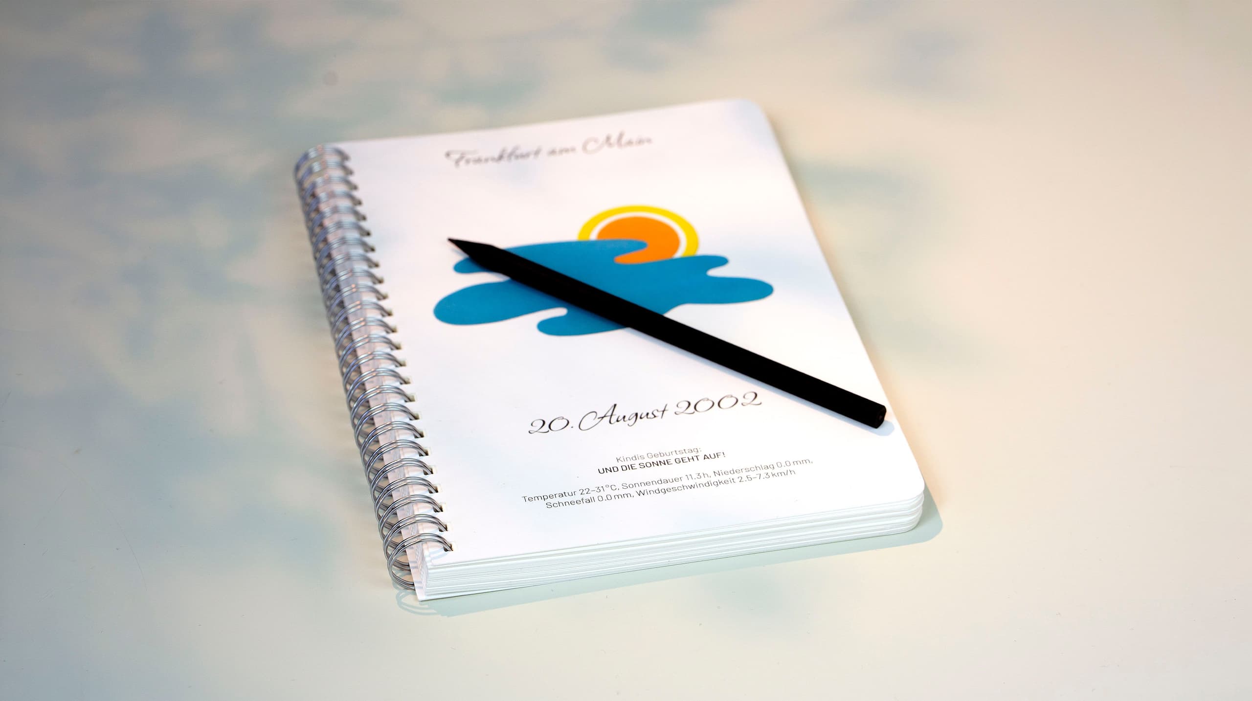 Product mood shot of a card with a collaged cloud with sun